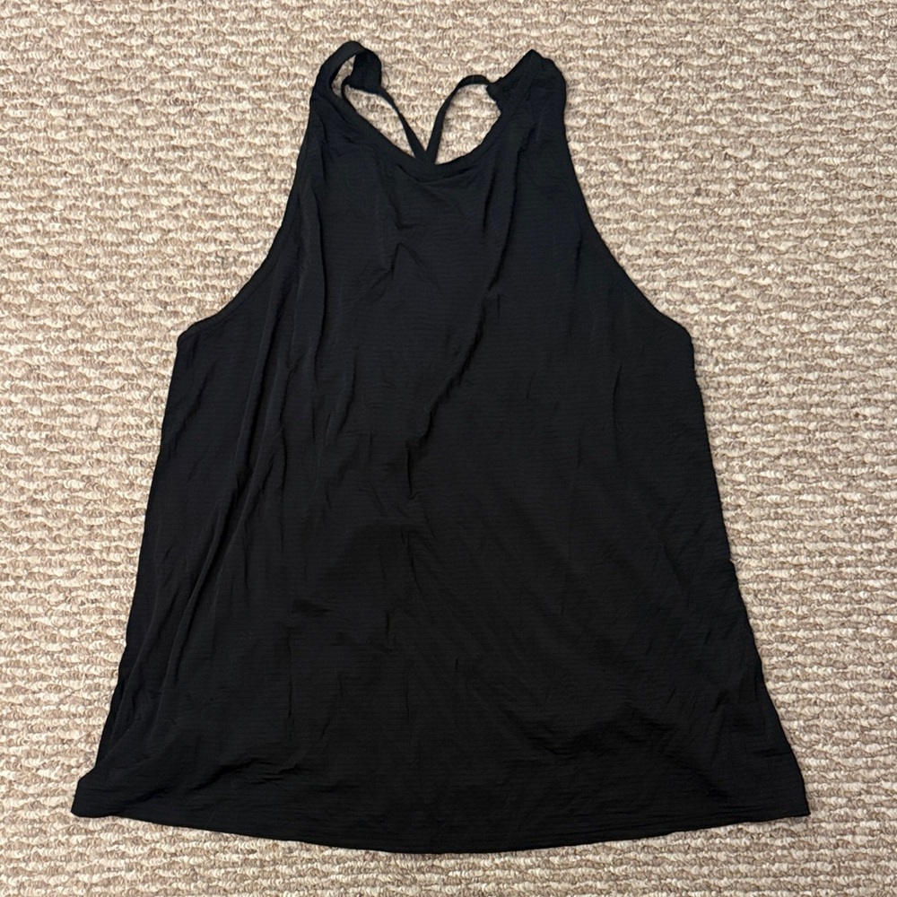 Beyond Yoga Black Tank Top - Women's Large - Stripes Strapy